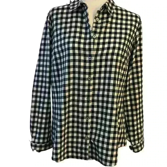 ORVIS Black and White Checked Flannel Long Sleeve Button Down Size Large​ - Picture 1 of 9